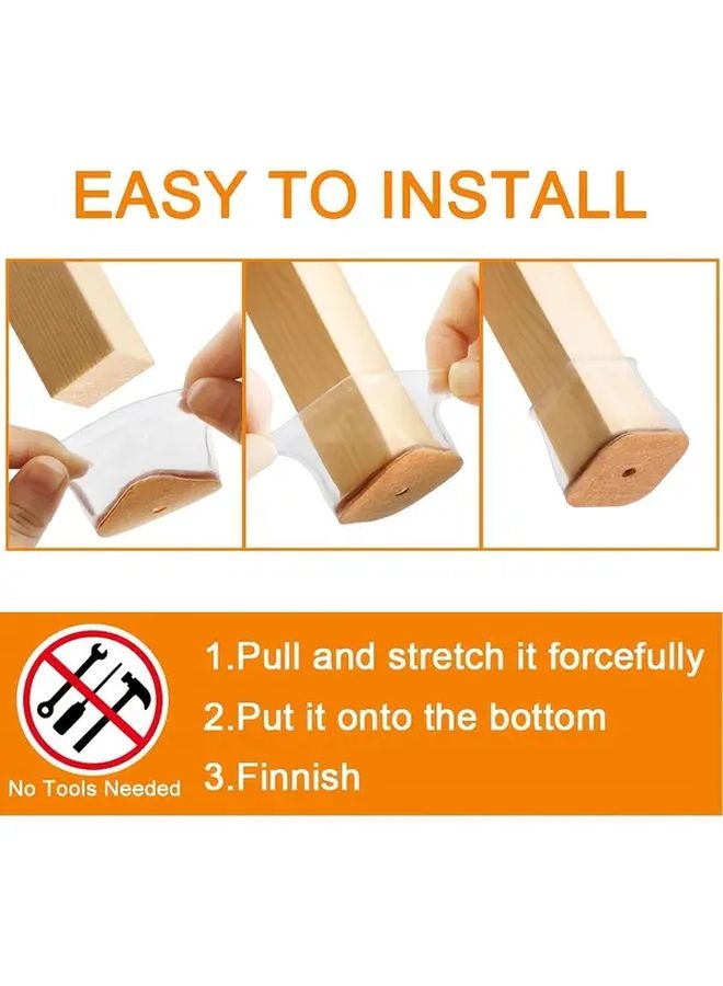 24 Pack XL Chair Leg Floor Protectors For Hardwood Floors Transparent Silicone Felt Bottom - Image 5